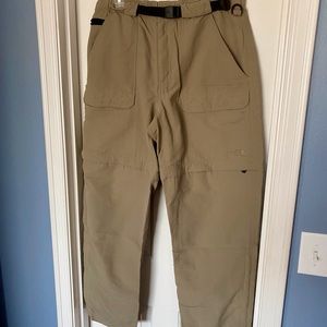 The North Face Men’s Zip-Off Leg Hiking Pants Size L Tan with Belt